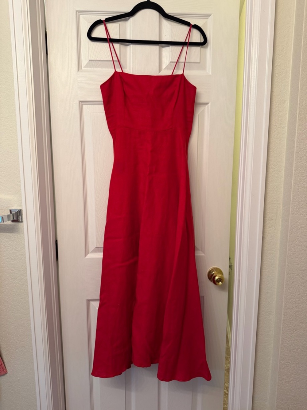 Reformation Monette linen dress red 4